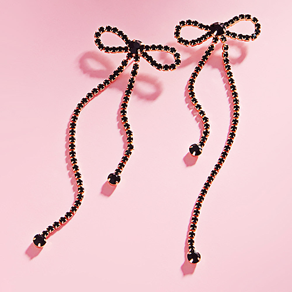 Rhinestone Bow Earrings