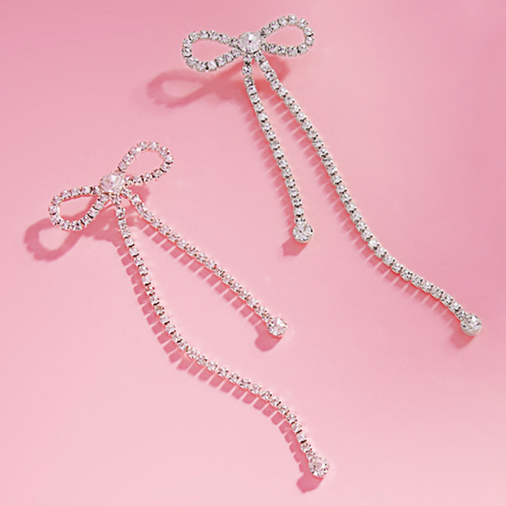 Rhinestone Bow Earrings