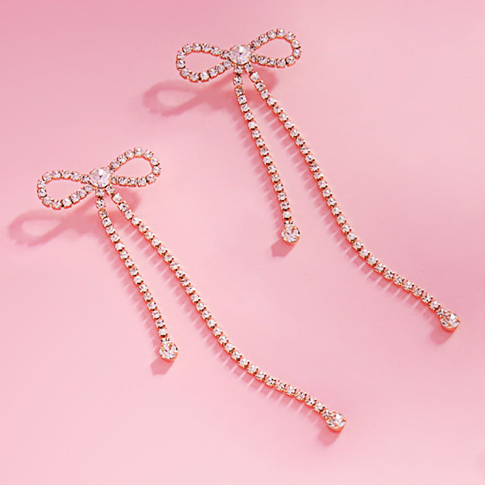 Rhinestone Bow Earrings