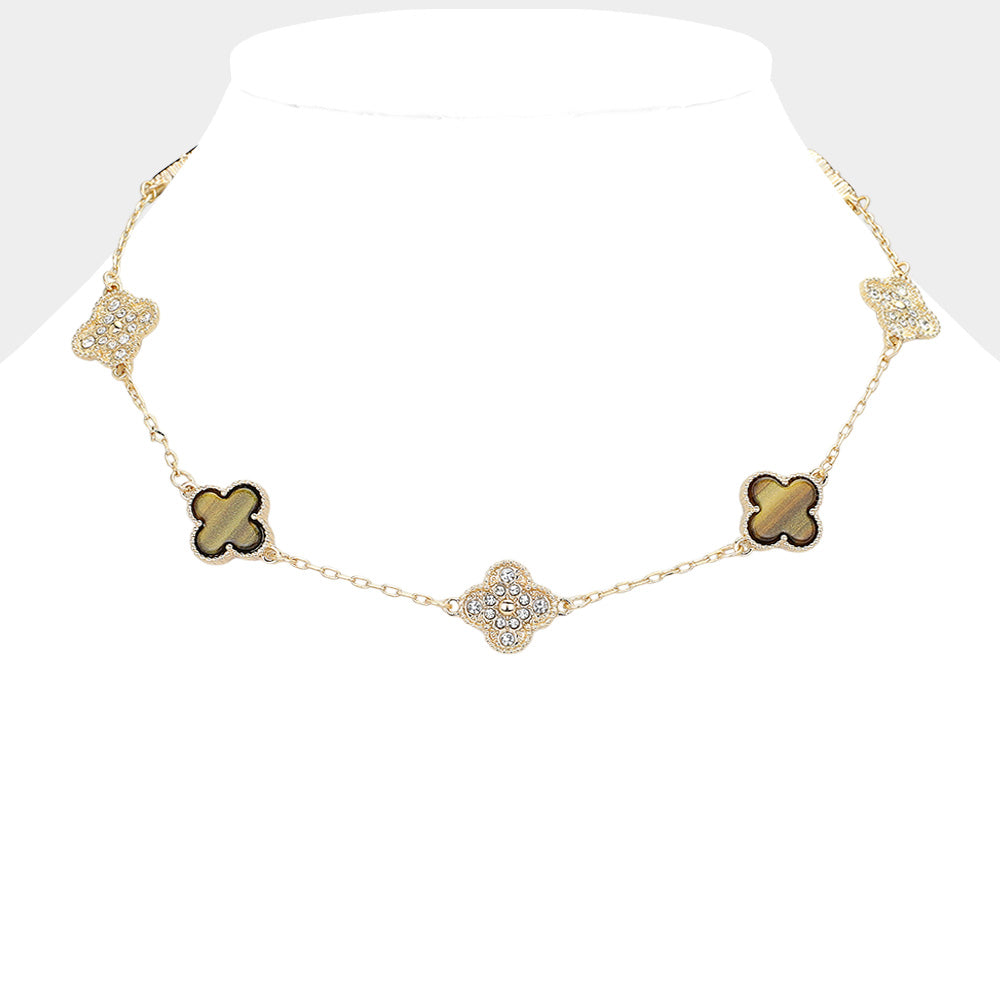 Multi Bling Quatrefoil Necklace