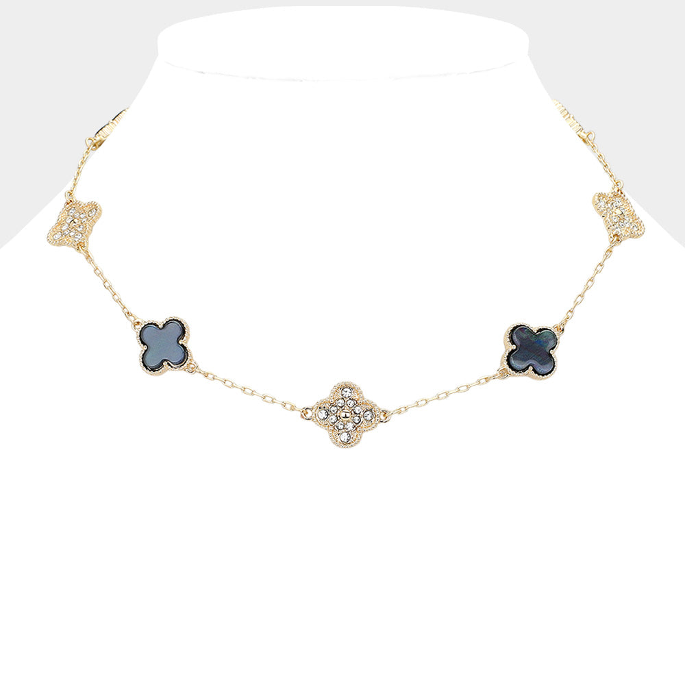 Multi Bling Quatrefoil Necklace