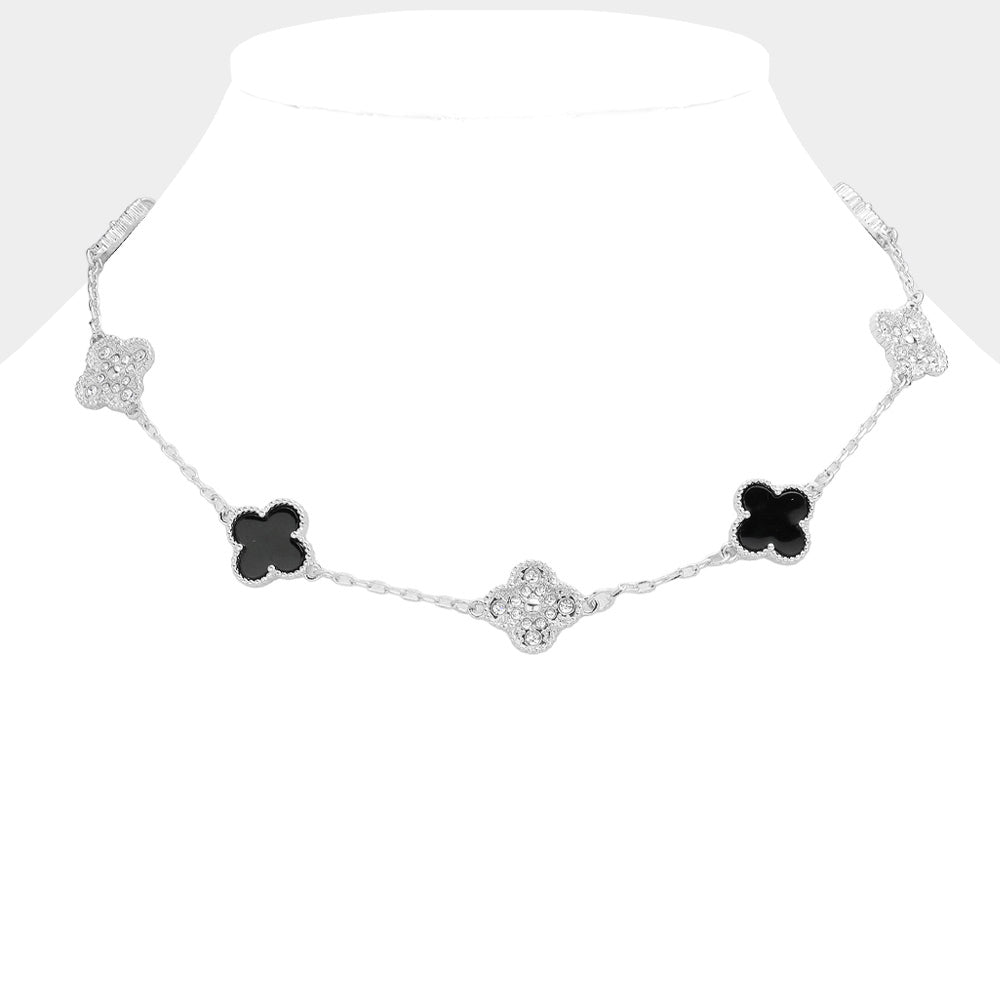 Multi Bling Quatrefoil Necklace