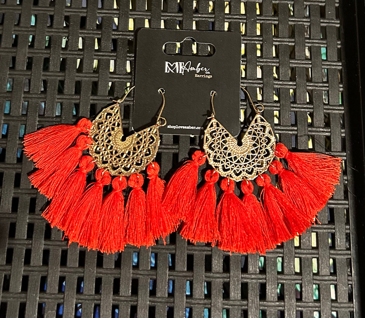Red Fringe Earrings
