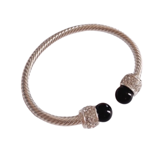 Black Pearl Rhinestone Cable Cuff