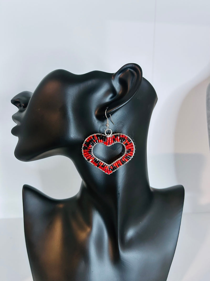 Sea Bead Heart Earrings