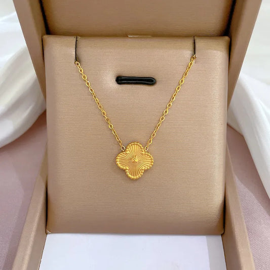 Gold Clover Stainless Steel Necklace
