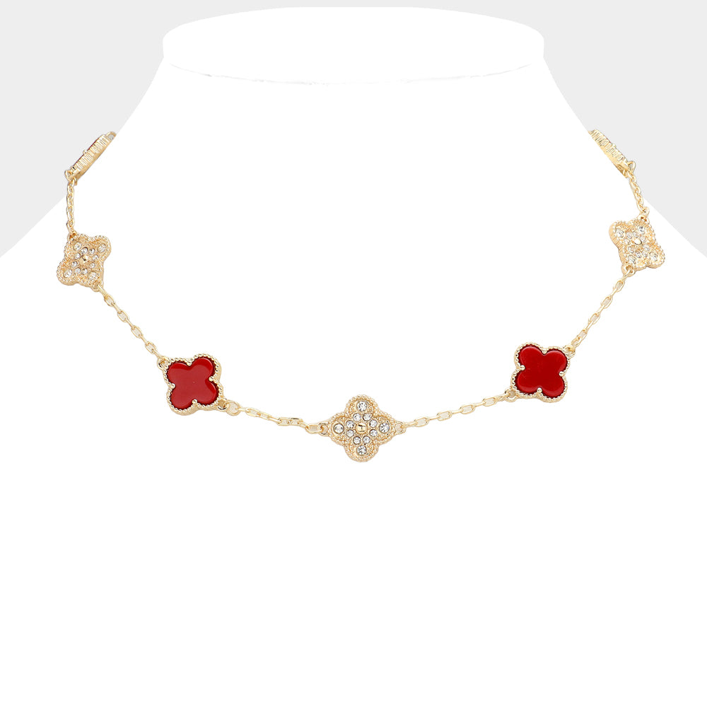 Multi Bling Quatrefoil Necklace