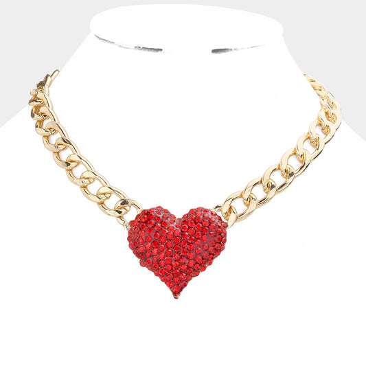 Heart Rhinestone Gold Chain