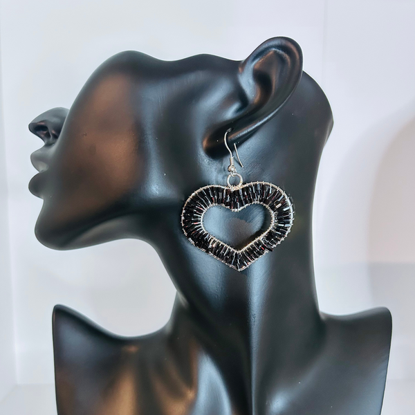 Sea Bead Heart Earrings