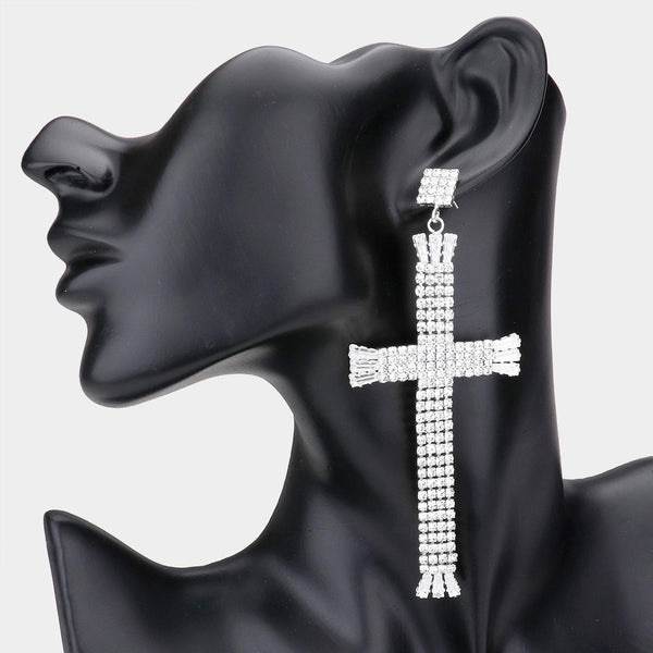 Rhinestone Cross Earrings