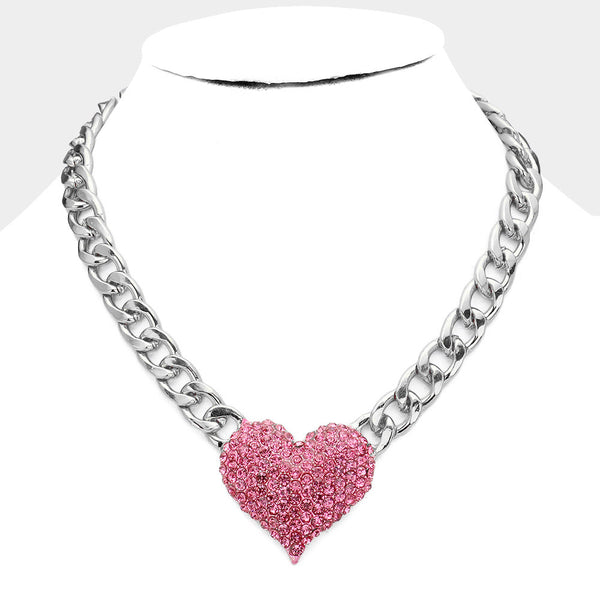 Heart Rhinestone Gold Chain