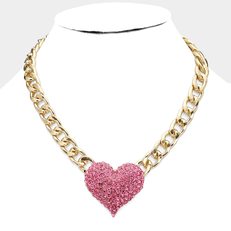 Heart Rhinestone Gold Chain